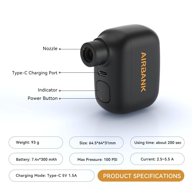 Mini elektrická pumpička na kolo z Dekáče | USB-C, 93g