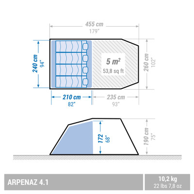 Quechua Arpenaz 4.1 nejlevnější rodinný stan 4 os.