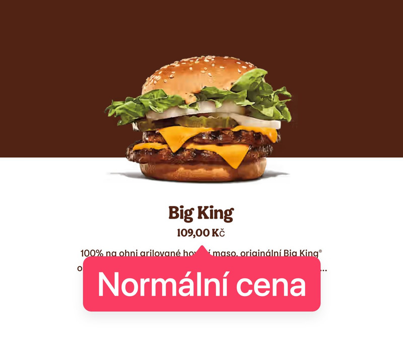 Big King deal v mobilní appce