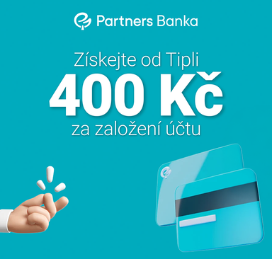 Partners Banka - 400 Kč za založení účtu