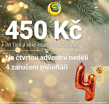 Sazka - 450 Kč za registraci přes Tipli