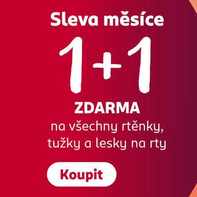 1+1 zdarma na všechny rtěnky, tužky a lesky na rty