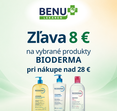 BENU - Zľava 8 € na vybrané produkty BIODERMA pri nákupe nad 28 €