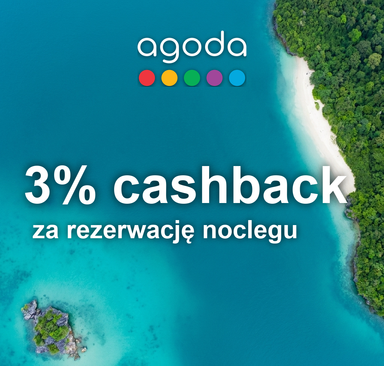 Agoda - 3% cashback za rezerwację noclegu