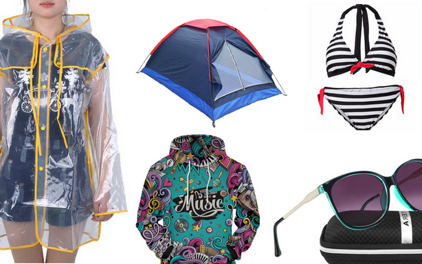 Výbava na fesťák z AliExpress - stan, plavky i pláštěnka
