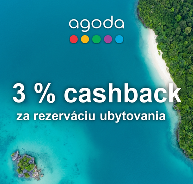 Agoda - 3 % cashback za rezerváciu ubytovania