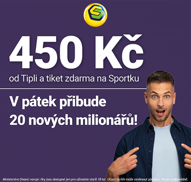 Sazka - 450 Kč za registraci přes Tipli