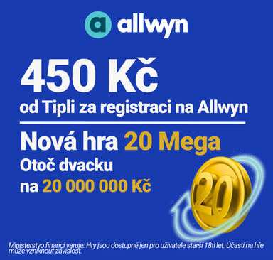 Allwyn - 450 Kč za registraci přes Tipli