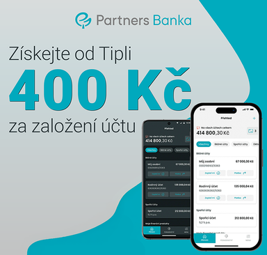Partners Banka - 400 Kč za založení účtu