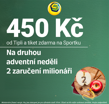 Sazka - 450 Kč za registraci přes Tipli