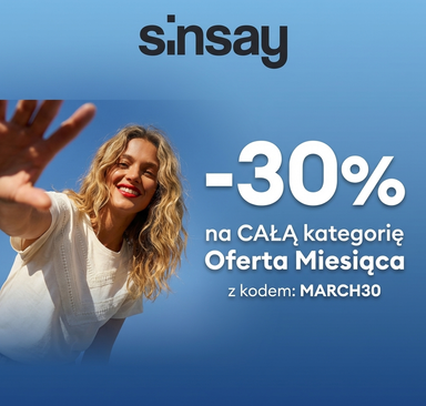 Sinsay – 30 % zniżki na wybrane produkty