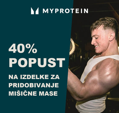 Myprotein - 40 % popust na izdelke za pridobivanje mišične mase