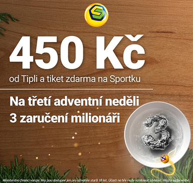 Sazka - 450 Kč za registraci přes Tipli
