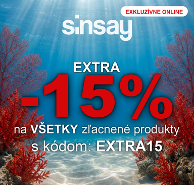 Sinsay - Extra -15% na zľavnené produkty