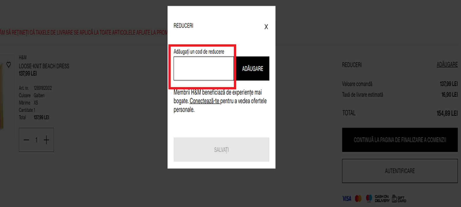 chenar cod reducere