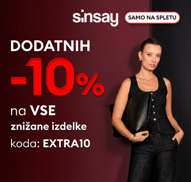 Sinsay - Dodatnih -10 % na znižane izdelke
