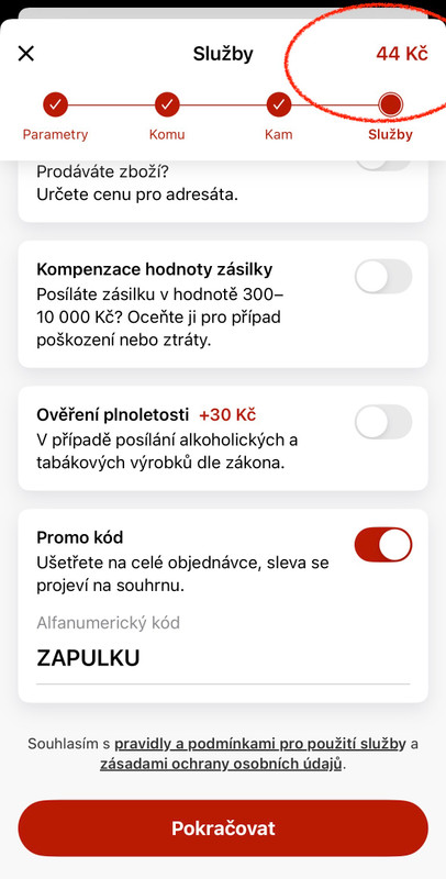 Kód ZAPULKU: poslání balíku přes Zásilkovnu za polovinu, jen v aplikaci