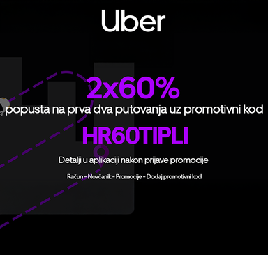 Uber - Promo 2x60 % na prve vožnje