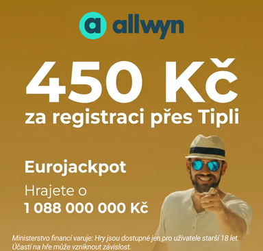 Allwyn - 450 Kč za registraci přes Tipli