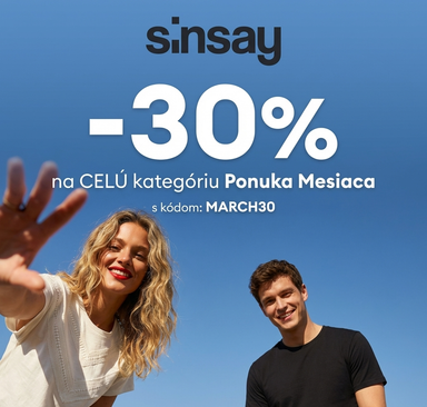 Sinsay – zľava 30 % na vybrané produkty