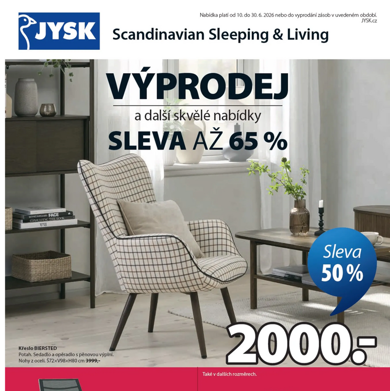 Leták Jysk - bavlněné ručníky za 50 Kč