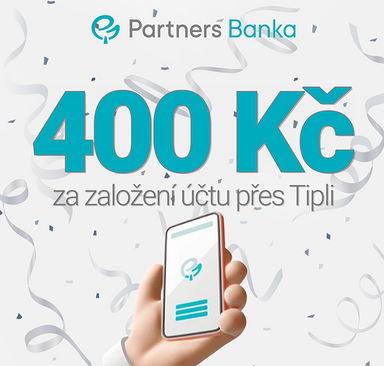 Partners Banka - 400 Kč za založení účtu přes Tipli