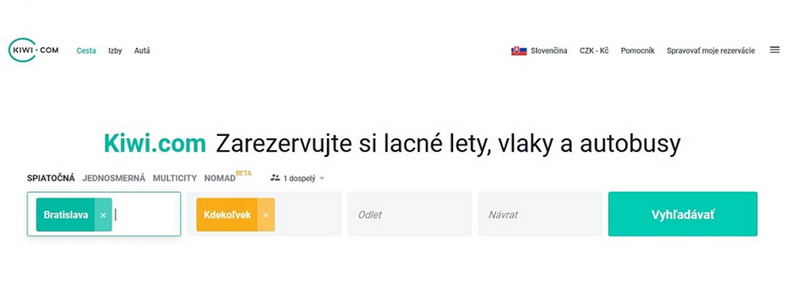 Rezervujte si letenku kamkoľvek cez kiwi.com