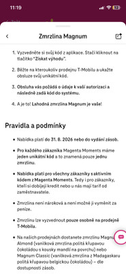 T-Mobile dárky - zmrzlina Magnum + 30 GB dat