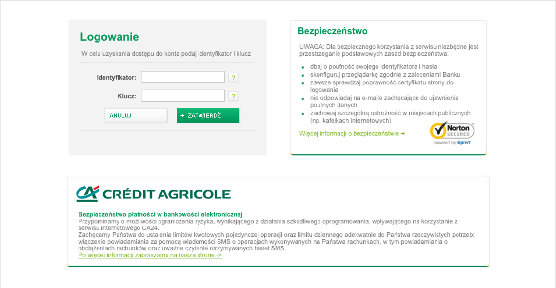 Credit Agricole logowanie