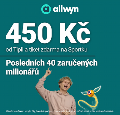 Allwyn - 450 Kč za registraci přes Tipli