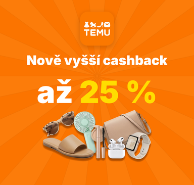 Temu - Nově vyšší cashback až 25 %